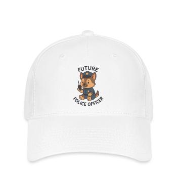 Niedlicher Polizeihund – Zukunftswunsch Polizei - Flexfit Cap - Weiß - Vorne