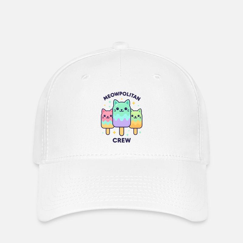 Meowpolitan Crew - Kawaii Icy Cat Trio - Flexfit Cap - white