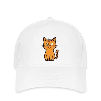 Verspielte Katzenillustration für Kinder - Flexfit Cap - Weiß - Vorne