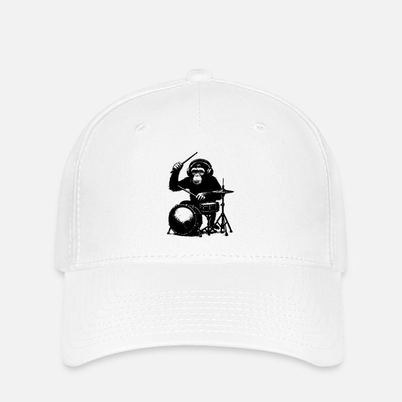 Singe sinistre sur des tambours - Casquette Flexfit - blanc