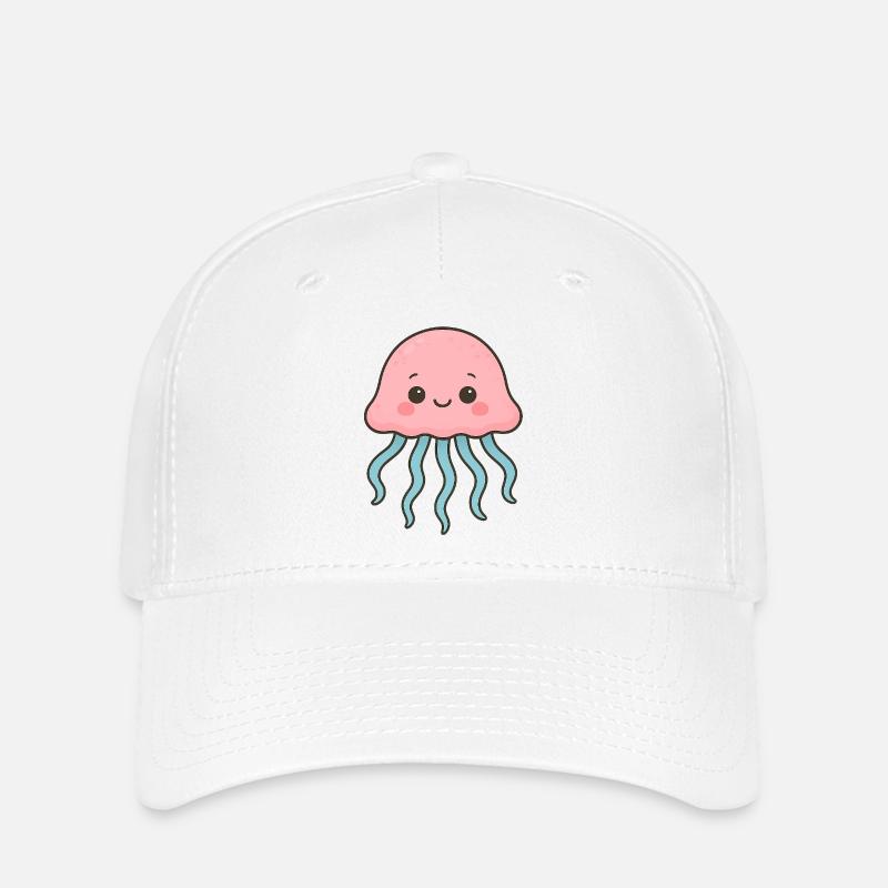 Illustration de méduse mignonne - Casquette Flexfit - blanc
