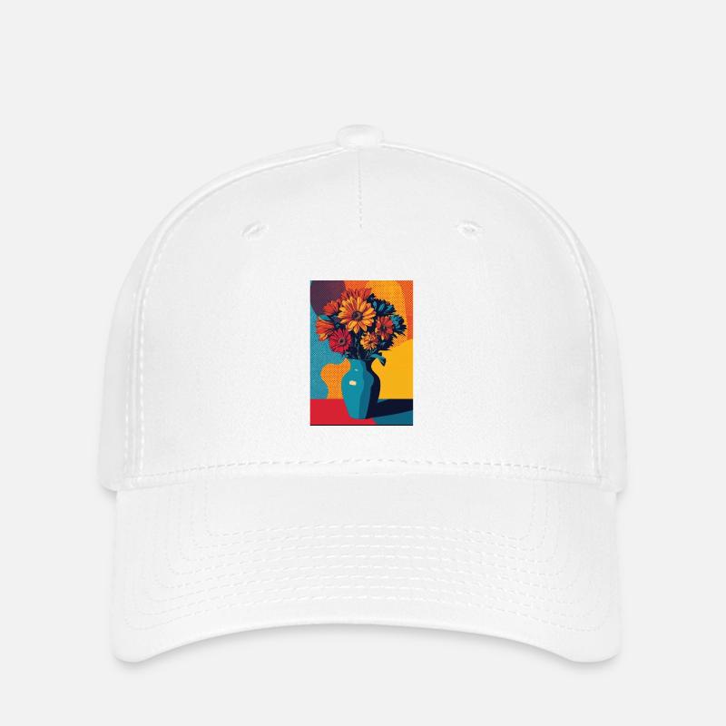 Bouquet de fleurs Pop Art - Casquette Flexfit - blanc