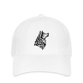 Tatouage Tribal Loup - Casquette Flexfit - blanc - Devant