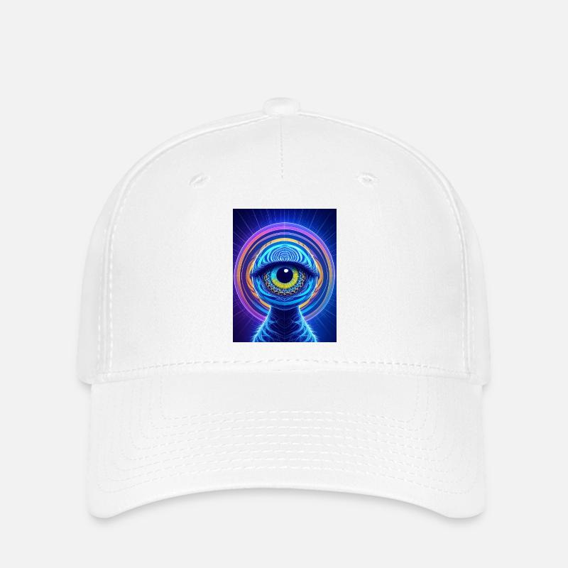 Neon Eye Ring Cosmic Hyperrealism - Flexfit Cap - white
