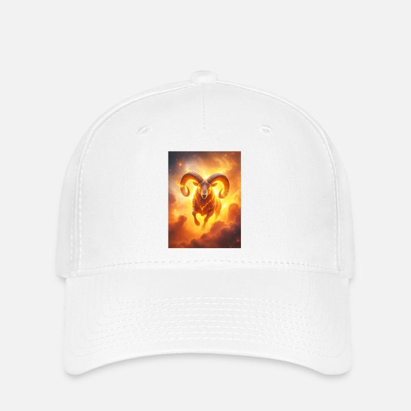 Bélier céleste ardent enflammant la création - Casquette Flexfit - blanc