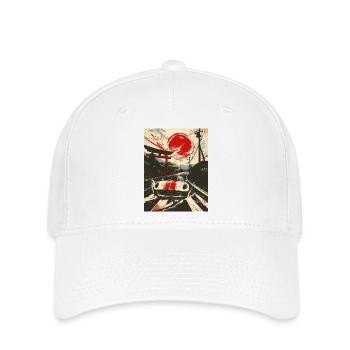 Rote Sonne JDM Kunst Straßenrennen aus Japan - Flexfit Cap - Weiß - Vorne