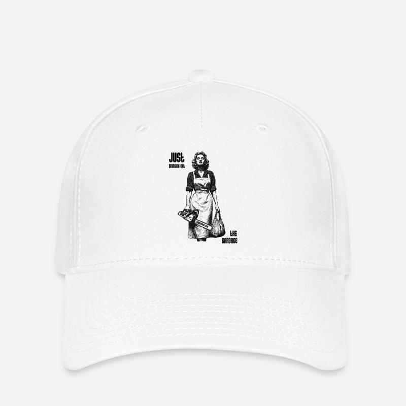 Femme de ménage à la tronçonneuse Noir - Casquette Flexfit - blanc