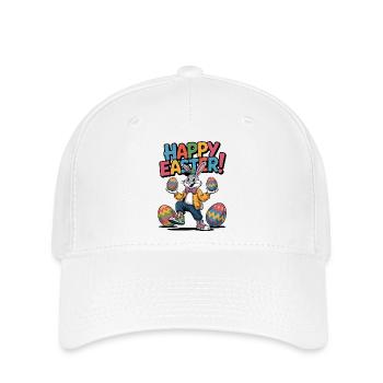 Easter Bunny Cartoon with Colorful Eggs - Flexfit Cap - white - Front
