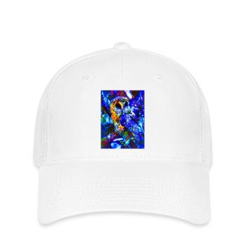Neoneule im psychedelischen Licht - Flexfit Cap - Weiß - Vorne