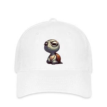 Funny cute skeptical cartoon turtle - Flexfit Cap - white - Front