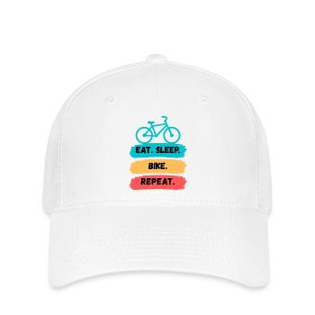 Manger Sleep Bike Répéter - Casquette Flexfit - blanc - Devant