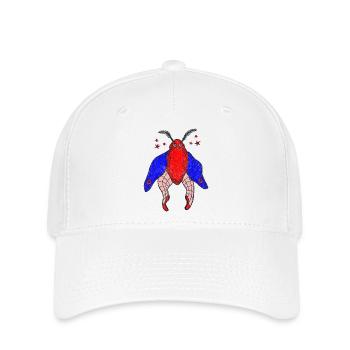 Rote Motte mit blauen Flügeln - Flexfit Cap - Weiß - Vorne