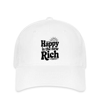 Happy is The New Rich - Flexfit Cap - white - Front