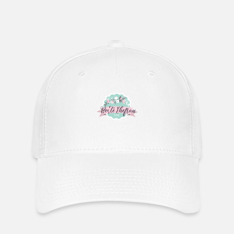 Beste Ehefrau! Floral, personalisierbar - Flexfit Cap - Weiß