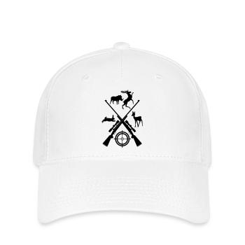 Zwei gekreuzte Schrotflinten mit Visier und Tieren 2 - Flexfit Cap - Weiß - Vorne