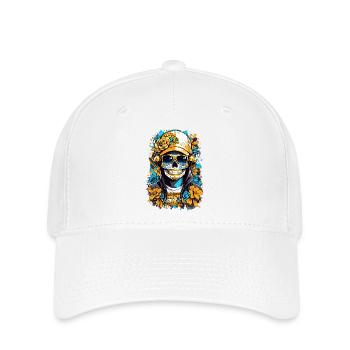 Golden Sugar Skull - Flexfit Cap - white - Front