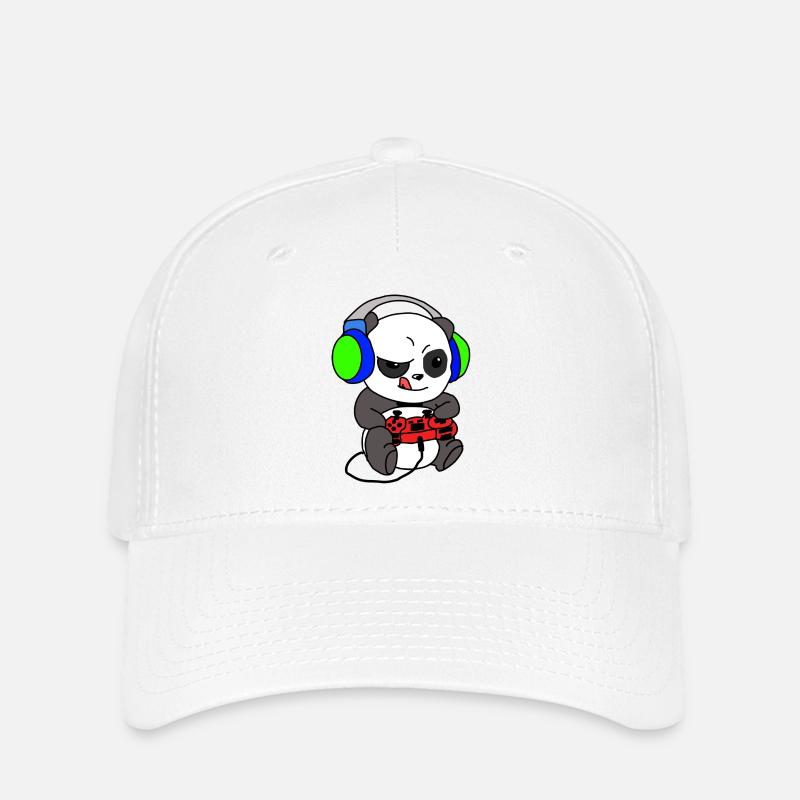Panda Gambles, Panda Je joue - Casquette Flexfit - blanc
