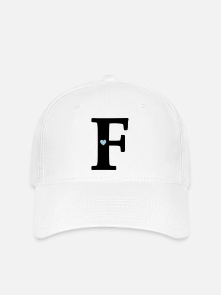 Buchstabe F Anfangsbuchstabe - Flexfit Cap - Weiß