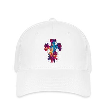 Beautiful, colored puzzle cross - Flexfit Cap - white - Front