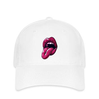 Sticker Zunge - Flexfit Cap - Weiß - Vorne