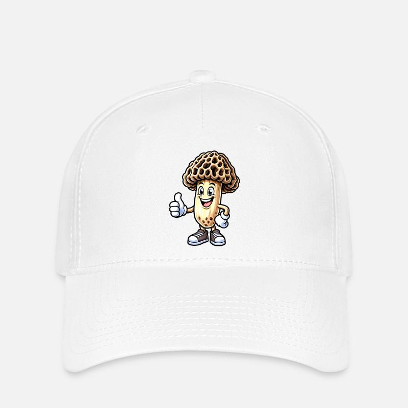Champignon - Mascotte morille - Casquette Flexfit - blanc