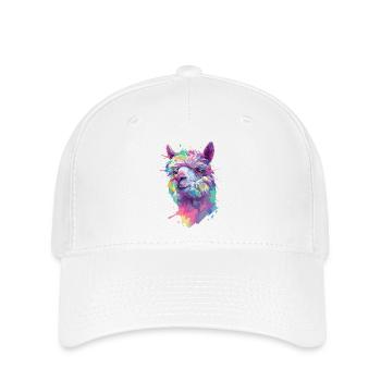 Alpaga Lama Nature animale Zoo Andes Inca Art coloré - Casquette Flexfit - blanc - Devant
