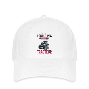 Je ne ronfle pas je rêve que je suis un tracteur - Casquette Flexfit - blanc - Devant