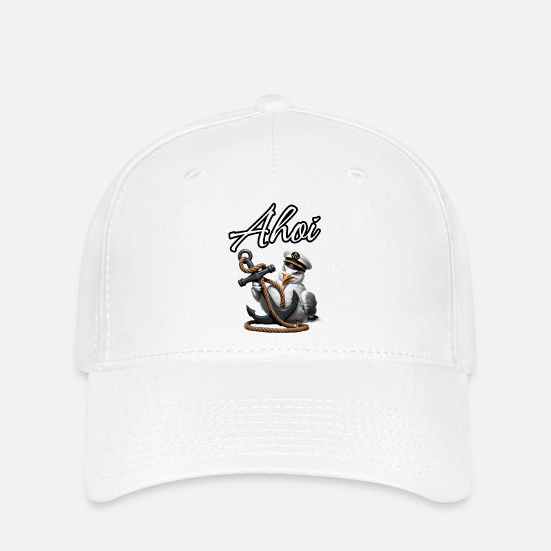 Ohé! Drôle de mouette avec ancre - Casquette Flexfit - blanc