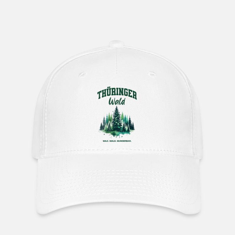 Thüringer Wald Thüringen Shirt Rennsteig Wandern - Flexfit Cap - Weiß