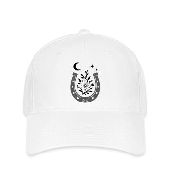 Horseshoe with Flower & Moon - Lucky Design - Flexfit Cap - white - Front