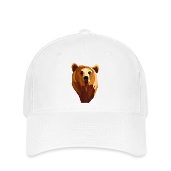 Geometrischer Bär mit niedrigem Polyanteil - Flexfit Cap - Weiß - Vorne
