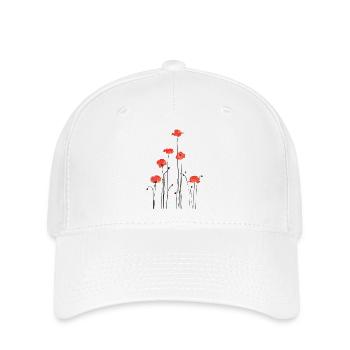 Abstrakte Mohnblumen Illustration - Flexfit Cap - Weiß - Vorne
