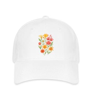 Elegantes Blumenarrangement in Pastell - Flexfit Cap - Weiß - Vorne