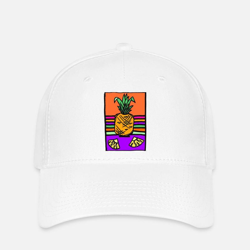 Pineapple Neon Illustration - Flexfit Cap - white