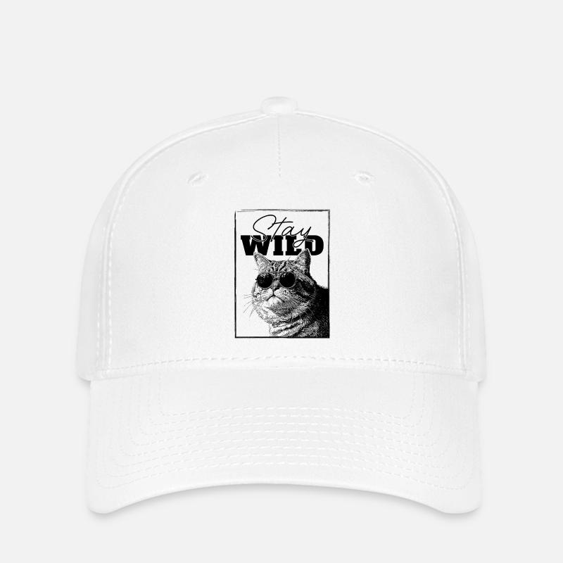 Stay Wild Cool Cat - Drôle Relaxed Chonky Kitty - Casquette Flexfit - blanc