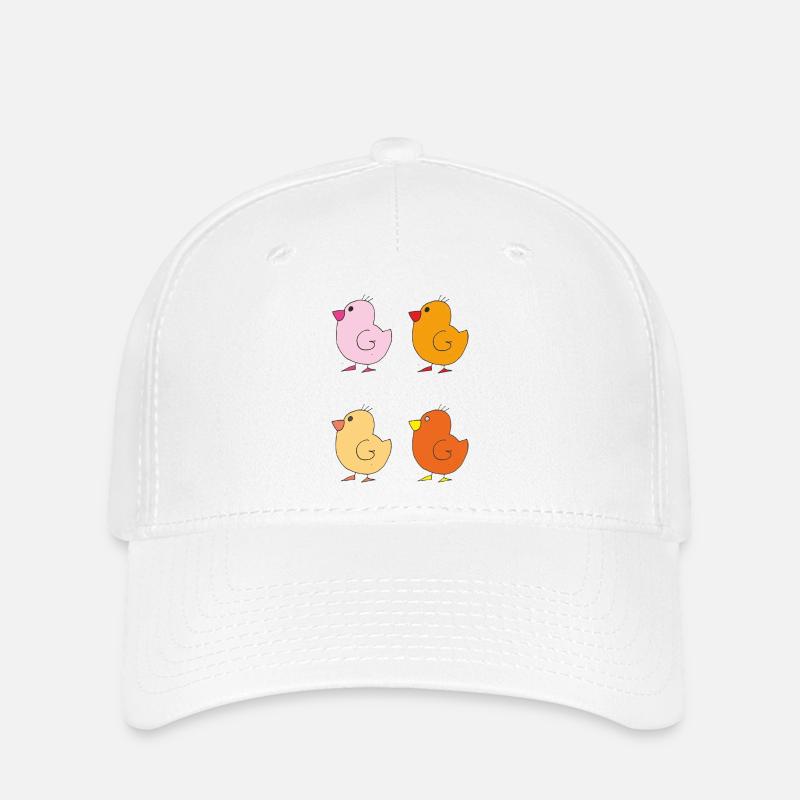 Illustrations colorées de canetons - Casquette Flexfit - blanc