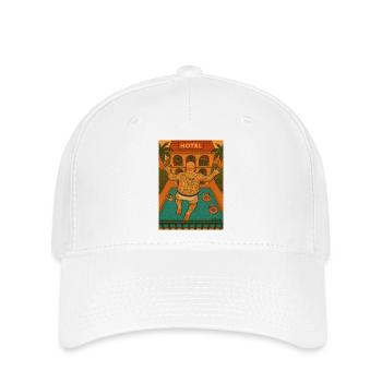 Vacancier sur le balcon sautant près de la piscine - Casquette Flexfit - blanc - Devant