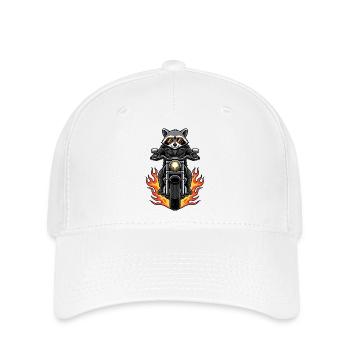 Cool Biker Waschbär Motorradflammen - Flexfit Cap - Weiß - Vorne