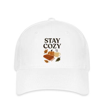 Herbstgemütlichkeit: Stay Cozy - Flexfit Cap - Weiß - Vorne