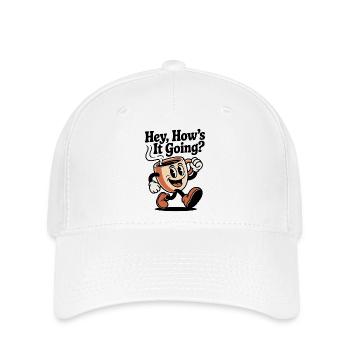 Laufender Kaffeebecher - Flexfit Cap - Weiß - Vorne