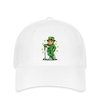 Leprechaun jouant au golf à St Pats - Casquette Flexfit - blanc - Devant