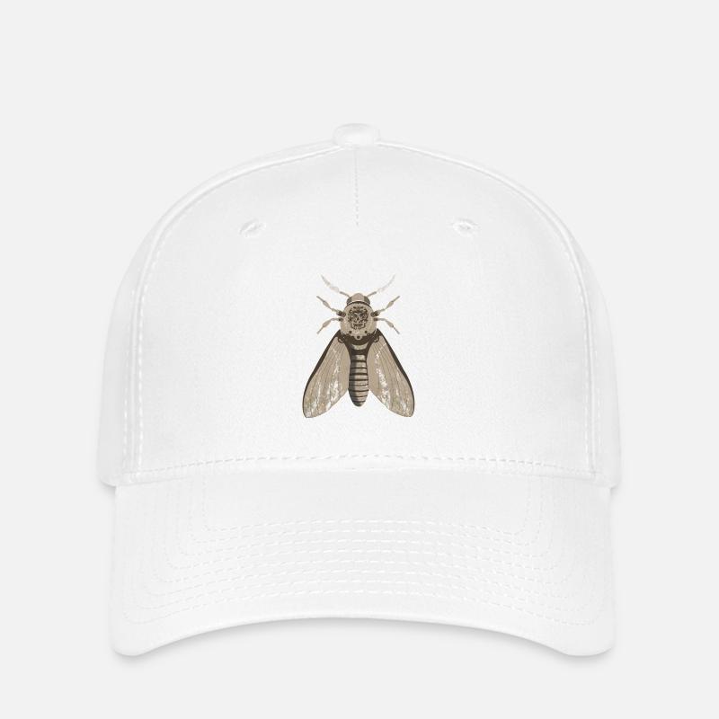 Schädelmotte im Steampunk-Stil - Flexfit Cap - Weiß