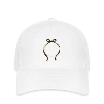 Kreis Schleife Schwarz Gold Personalisierbar - Flexfit Cap - Weiß - Vorne