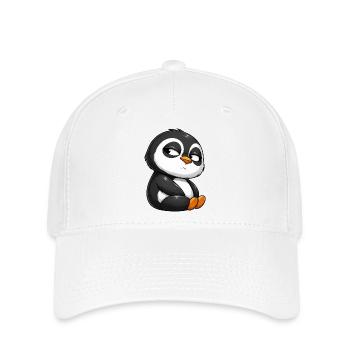 Lustiger Pinguin Cartoon skeptisch beleidigt - Flexfit Cap - Weiß - Vorne