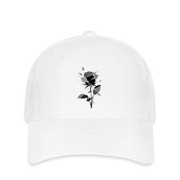 Grau und schwarz geometrische Rose - Flexfit Cap - Weiß - Vorne