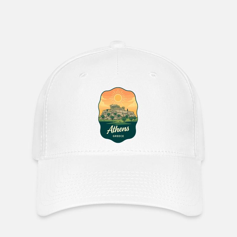 Insigne du Parthénon d’Athènes Vintage Sunset - Casquette Flexfit - blanc