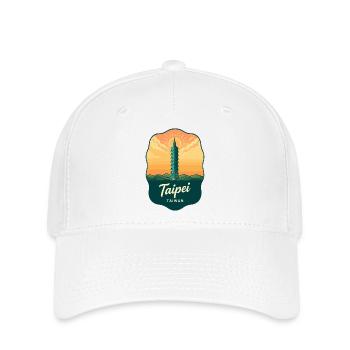 Taipei 101 Taiwan Vintage Sunset Travel Badge - Flexfit Cap - white - Front