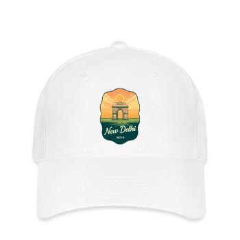 Badge de voyage rétro Sunset Gate de New Delhi India Gate - Casquette Flexfit - blanc - Devant