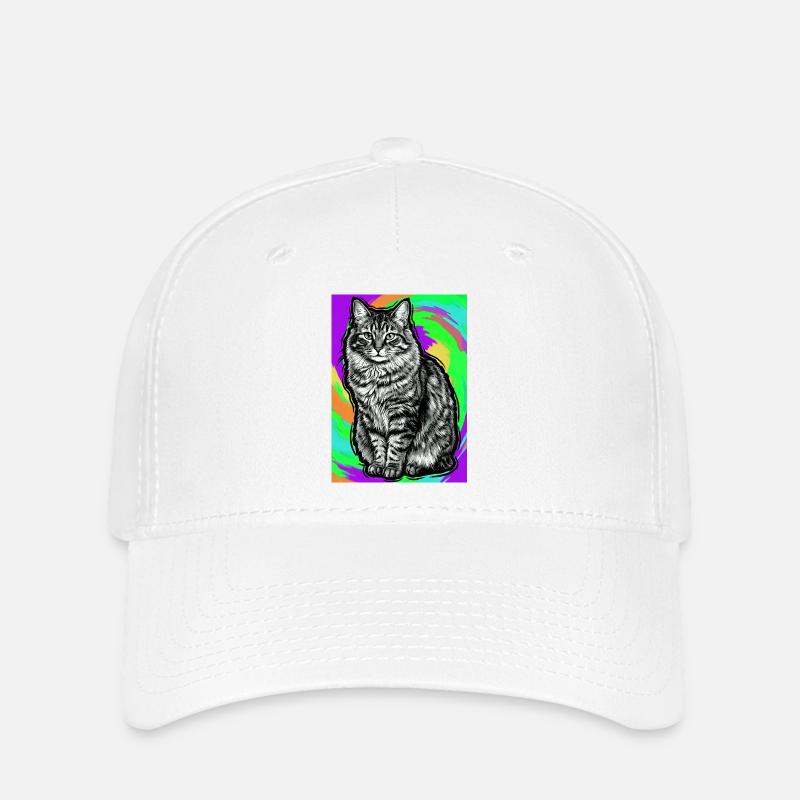 chat - Casquette Flexfit - blanc