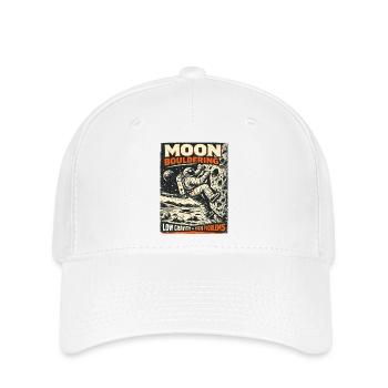 Moon Bouldering: Vintage Astronaut Kletter Design - Flexfit Cap - Weiß - Vorne